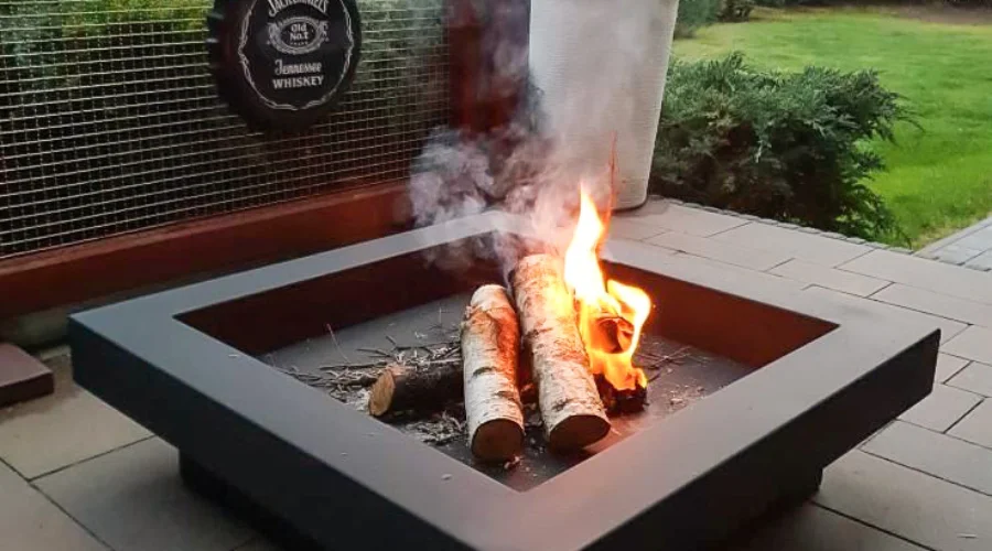 Nowoczesny Kominek Ogrodowy RECTAN 85 - PolskiGrill - Stalowy, Kwadratowy