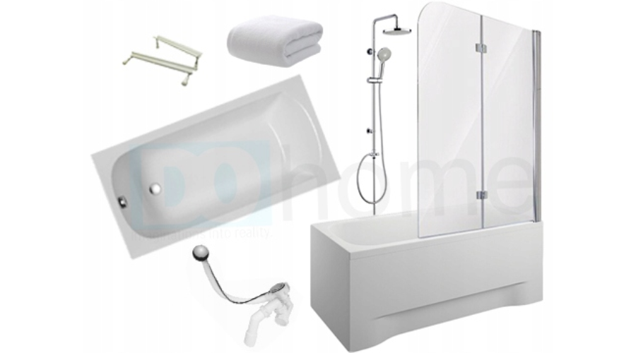 Wanna akrylowa Polimat Classic prostokątna z odpływem bocznym 130 x 70 cm | Hiyou