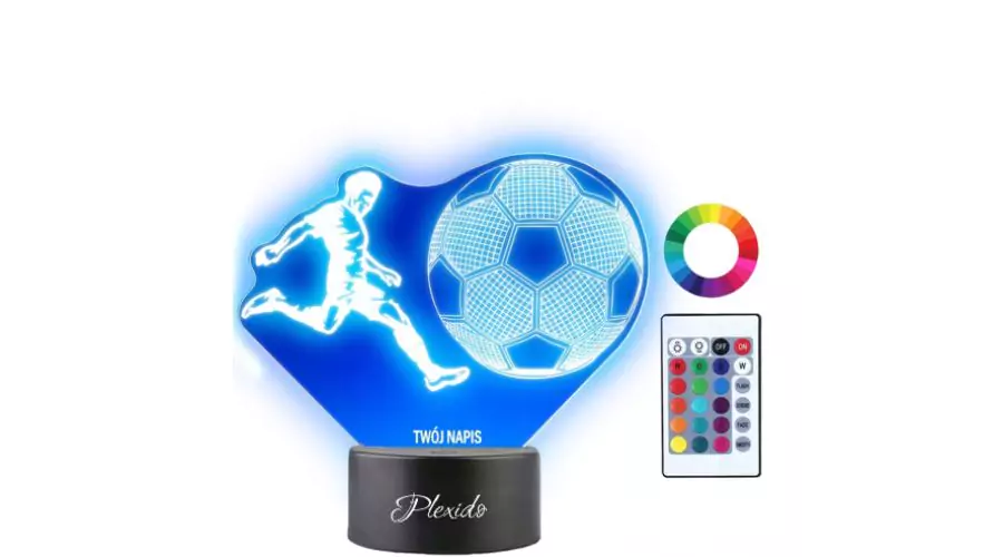 Lampka nocna LED 3D dla dzieci Piłkarz Grawerowanie Twojego napisu