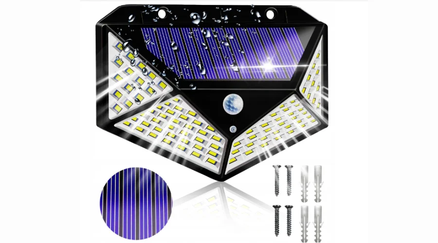 Lampa Solarna 100 LED Z Czujnikiem Ruchu Zmierzchu Fasada Ogrodowa